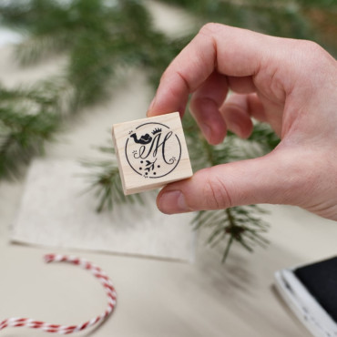 Custom Christmas stamp with your choice of Wise Man King, featuring a crown, camel, and festive details for wrapping and labels.