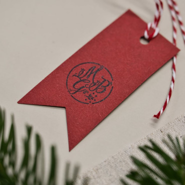 Three Wise Men holiday stamp set with initials for family Christmas gift decor.
