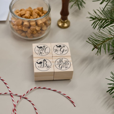 Christmas stamp set with Wise Men initials and holiday details for gift decoration.