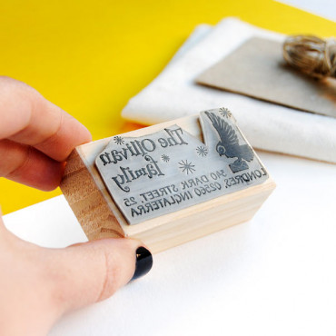 Custom return address stamp Owl Post for geeky families