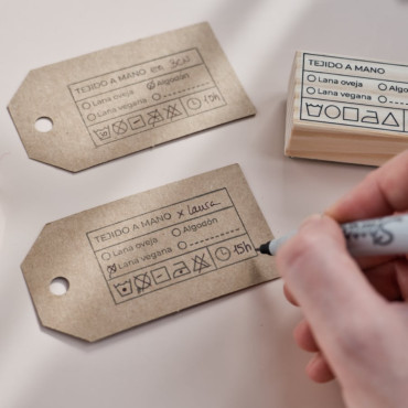hand-knitted labels with space for hours worked by biterswit