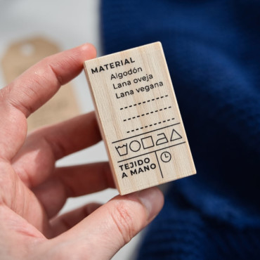Rubber stamp Hand-crocheted label Vertical in different languages by biterswit