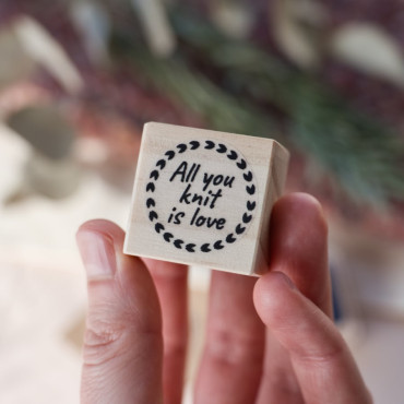 Rubber stamp all you knit is love for hand knitted garments by biterswit