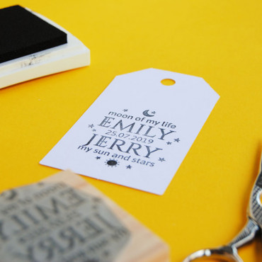 Custom wedding stamp Moon of my life, My sun and stars for geeky wedding decorations