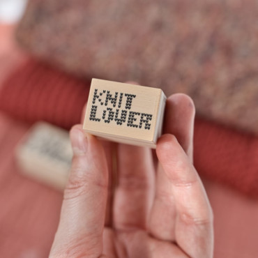 small knit lover rubber stamp for handmade scarf tags by biterswit