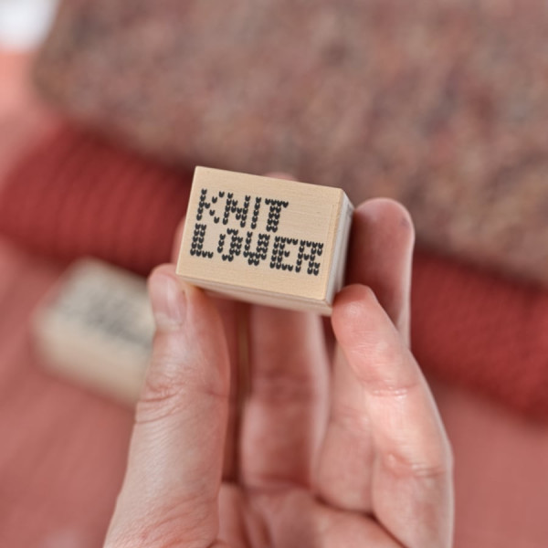 small knit lover rubber stamp for handmade scarf tags by biterswit