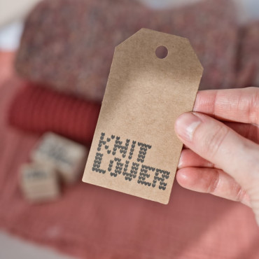 rubber stamp knit lover for wool crafters and garment labels by biterswit