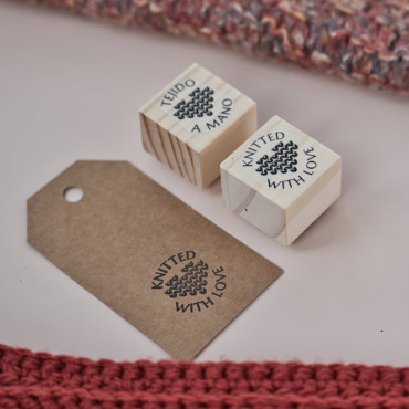rubber stamp knitted with love for garments tags by biterswit