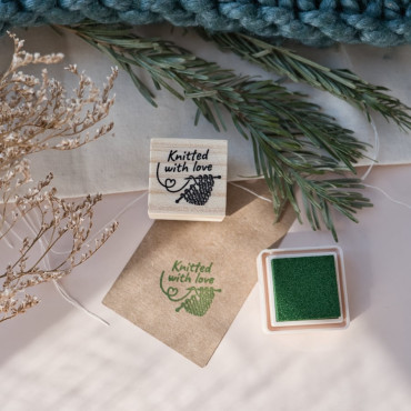 rubber stamp kintted with love 2 needles by biterswit