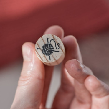 Mini wool ball icon stamp with two needles by biterswit