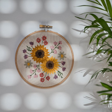 Stamp kit for embroidery patterns Sunflower for beginners