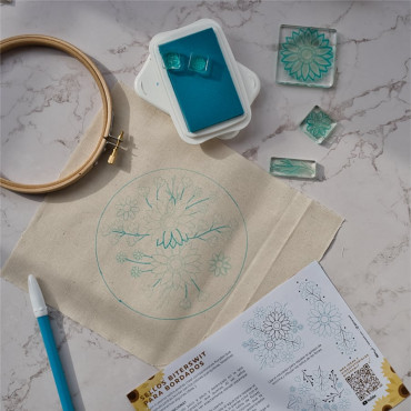 Embroidery beginner kit for create embroidery patterns with stamps and patterns