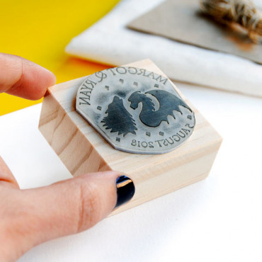 Geeky wedding custom stamp Wedding is coming with names and date