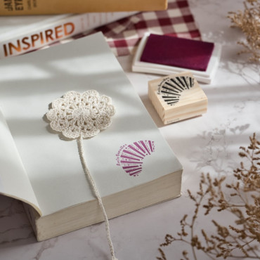 Ex Libris stamp featuring a dreamy rainbow-inspired design. Mark your books with style.