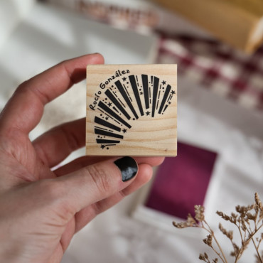 Custom Ex Libris stamp with magical rays, stars, and dots. Personalize with your name or text.