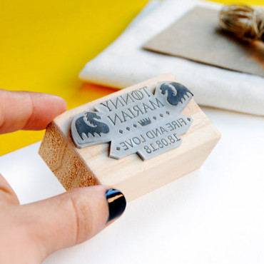 Geeky wedding custom stamp Fire and Love