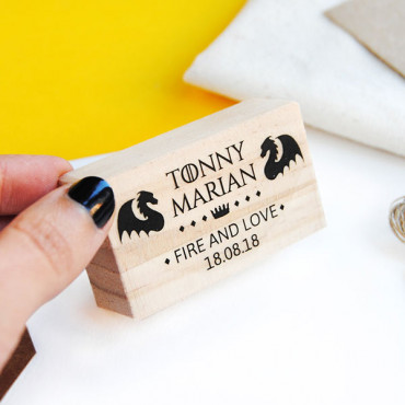 Geeky wedding custom stamp Fire and Love