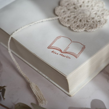 A customizable bookplate stamp set. Mark your books uniquely with two stamps that can be used alone or together.