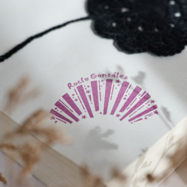 This bookplate stamp set lets you mark books. Use stamps separately or align them for a customized design.