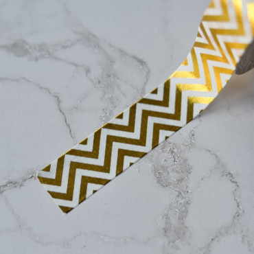 cinta washi tape foil oro zigzag blancas by biterswit