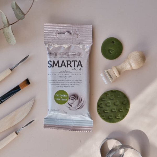 Smarta Oil Green Air-Dry Polymer Clay – Flexible and Durable for Crafts and DIY Projects
