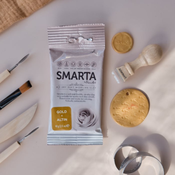 Smarta Gold Air-Dry Clay - Shiny Gold Modeling Clay for Crafts, Jewelry, and Decorations