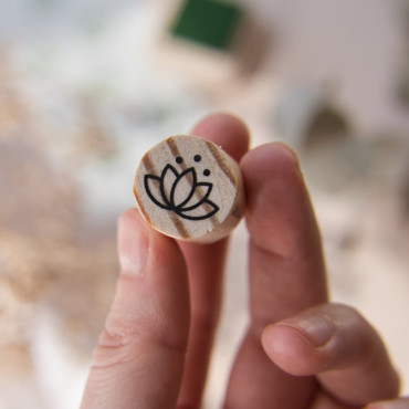 Minimalist Lotus Flower Wooden Stamp for Journals and Crafts