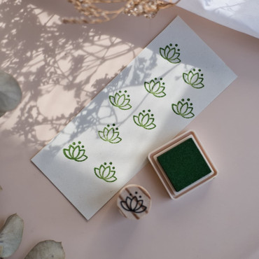 Elegant Wooden Stamp of a Lotus Flower Design for DIY Journals and Calendars