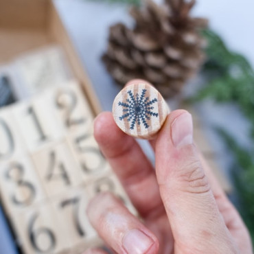 Mandala rubber stamp Holiday Snowflake for hand-printed Holiday cards and decorations