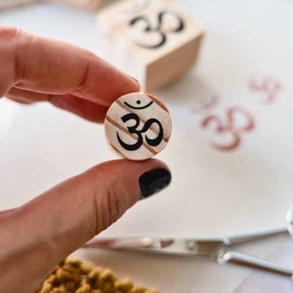Om Mantra Symbol Rubber Stamp for Journaling, Meditation, Fabric Crafts, and Spiritual Projects