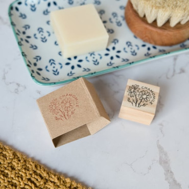 Chamomile Flowers Stamp for Soap Makers and Crafters with Custom Text Options