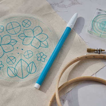 Blue Water-Erasable Fabric Marker for Embroidery & Sewing - Fine Tip, Fabric-Safe Ink