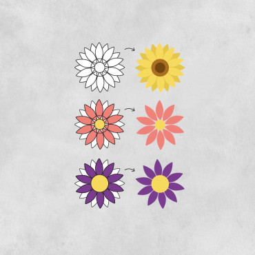 3-in-1 Sunflower & Daisy Embroidery Template Stamp for Fabric Crafts & Projects