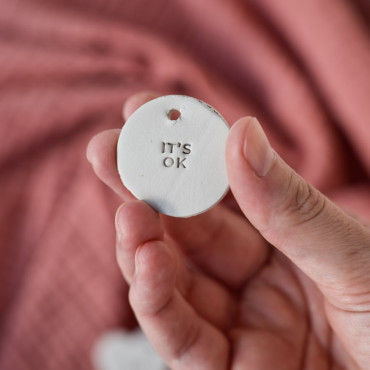 "It's OK" Mini Clay Stamp for Ceramic Mugs, Polymer Clay, Soap & More