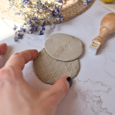 Decorative Clay Tile Stamp with Modernist Circle Pattern for Pottery