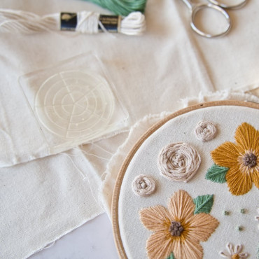 DIY Embroidery Stamp for Perfect 5 Section Circle Patterns and Floral Stitching