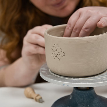 simple and clean seigaiha pattern texture pottery stamp by biterswit