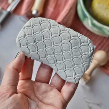 simple and clean seigaiha pattern texture clay stamp by biterswit