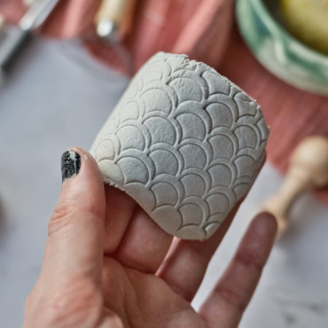half concentric circles layered texture clay stamp by biterswit