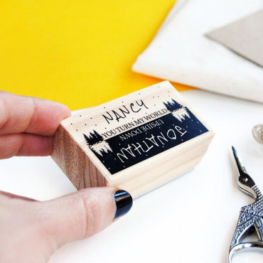 Wedding custom stamp You turn my world upside down
