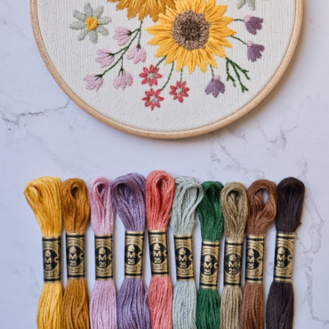 DMC 6-Strand Embroidery Floss Kit - Sunflower & Floral Pattern Thread Set for Beginners & Experts