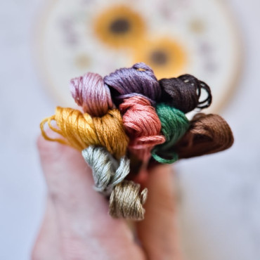 Embroidery Thread Set for Sunflowers - DMC Cotton Floss, 10 Skeins for Crafting Floral Embroidery Designs