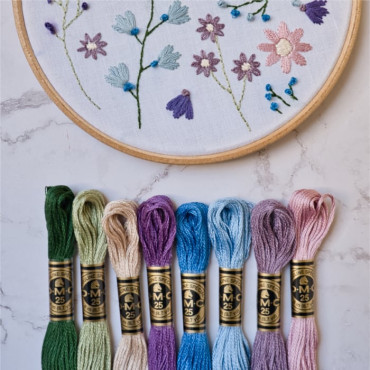 DMC Embroidery Threads for Floral Designs – Garden Pattern Kit for Journals & Scrapbooking