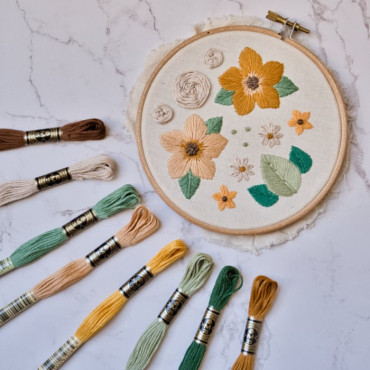 DMC Embroidery Thread Kit – Neutral Roses Pattern for Floral Embroidery
