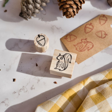 modern squirle rubber stamp with acorn by sira lobo for biterswit