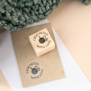 rubber stamp for handmade crochet products by biterswit