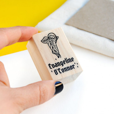 Custom clothing name stamp "Magic Woodland" leaf design