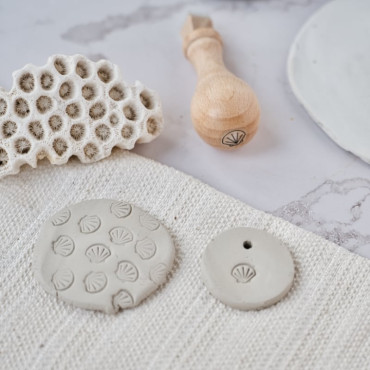 mini seashell texture clay stamp by biterswit