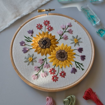 Sunflower and Floral Acrylic Stamps for Hand-Stitched Embroidery Projects – Create Beautiful Designs