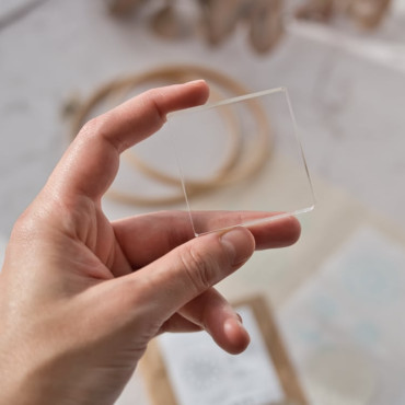 Sturdy Acrylic Base for Stamp Collection - 5x5 cm, Perfect for DIY Crafts and Scrapbooking